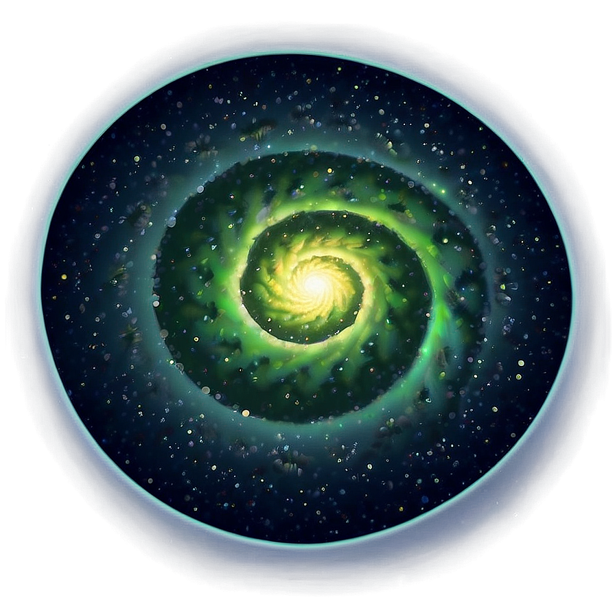 Green Gradient Spiral Galaxy Png Lpk PNG Image