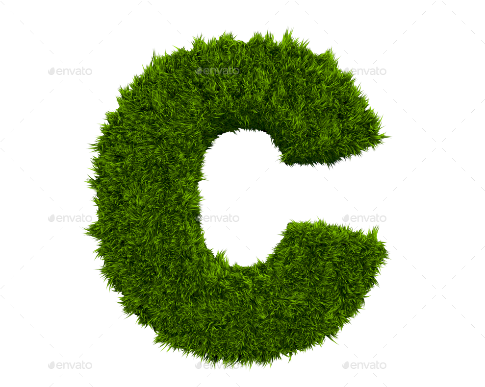 Green Grass Letter C3 D PNG Image