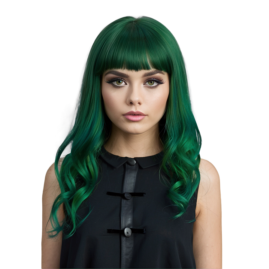 Green Hair Fashion Model Png Shc PNG Image