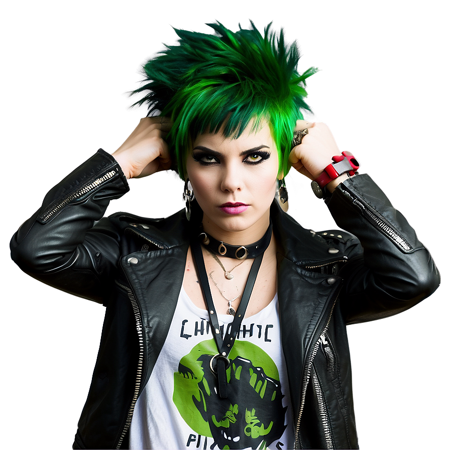 Green Hair Punk Rocker Png Agr3 PNG Image