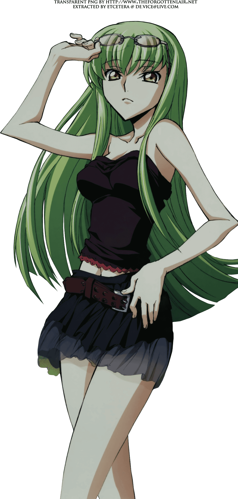 Green Haired Anime Girl Pose PNG Image