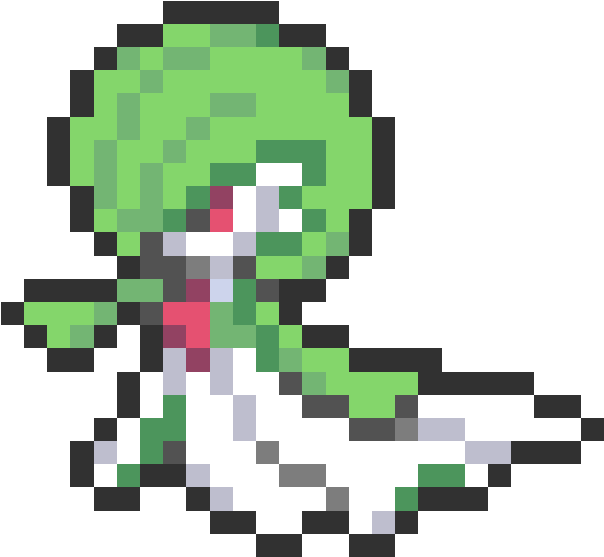 Green Haired Pixel Art Character PNG Image