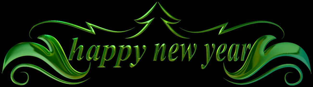 Green Happy New Year Graphic PNG Image