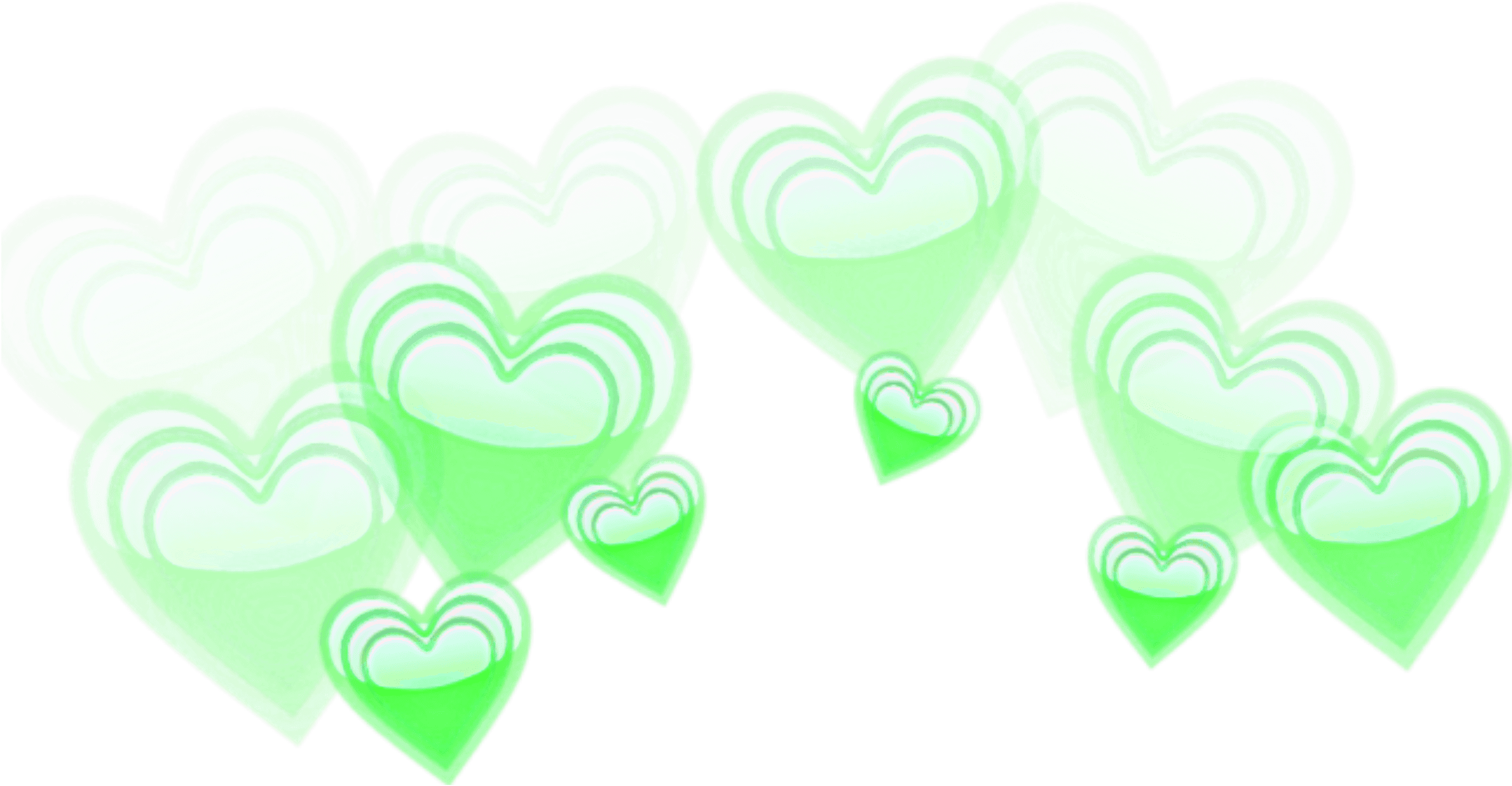 Green Heart Crown Overlay PNG Image