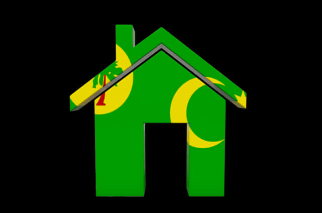 Green Home Iconwith Yellow Moonsand Stars PNG Image