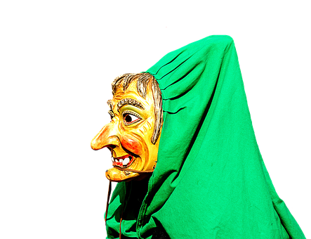 Green Hooded Witch Mask PNG Image