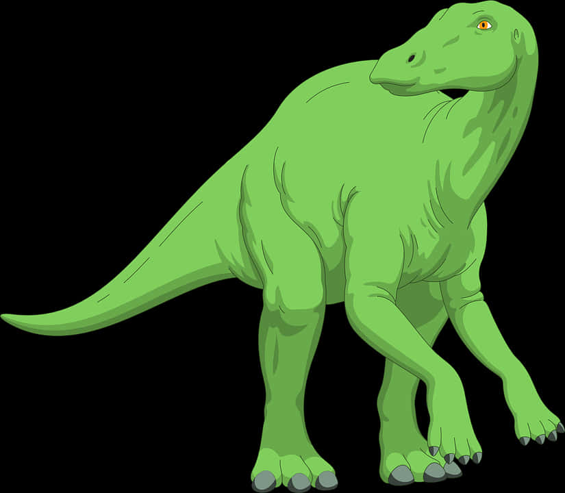 Green_ Iguanodon_ Dinosaur_ Illustration PNG Image