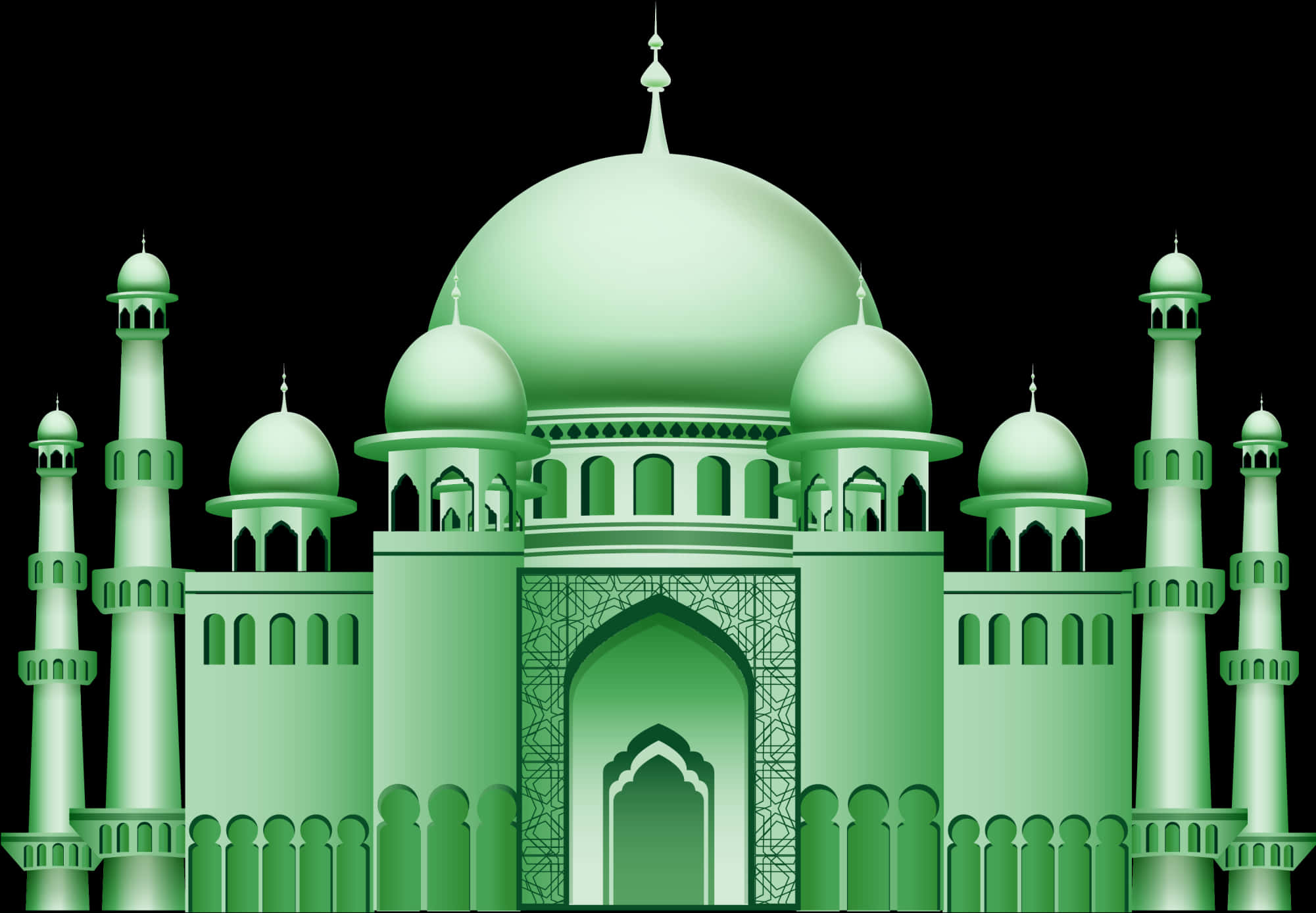 Green_ Islamic_ Mosque_ Vector_ Art PNG Image