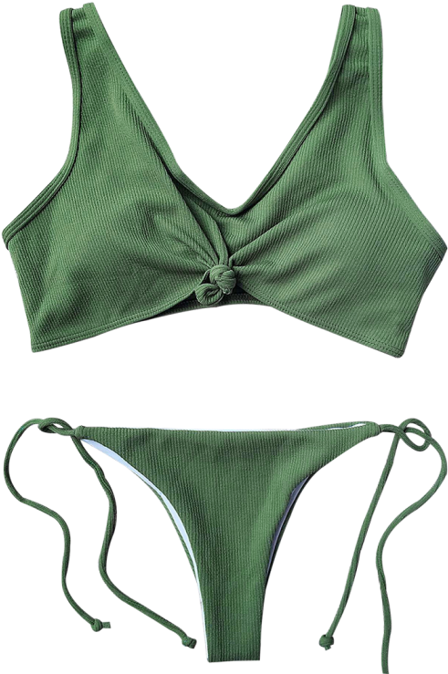 Green Knotted Bikini Set PNG Image