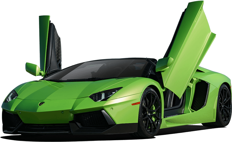 Green Lamborghini Aventadorwith Doors Up PNG Image