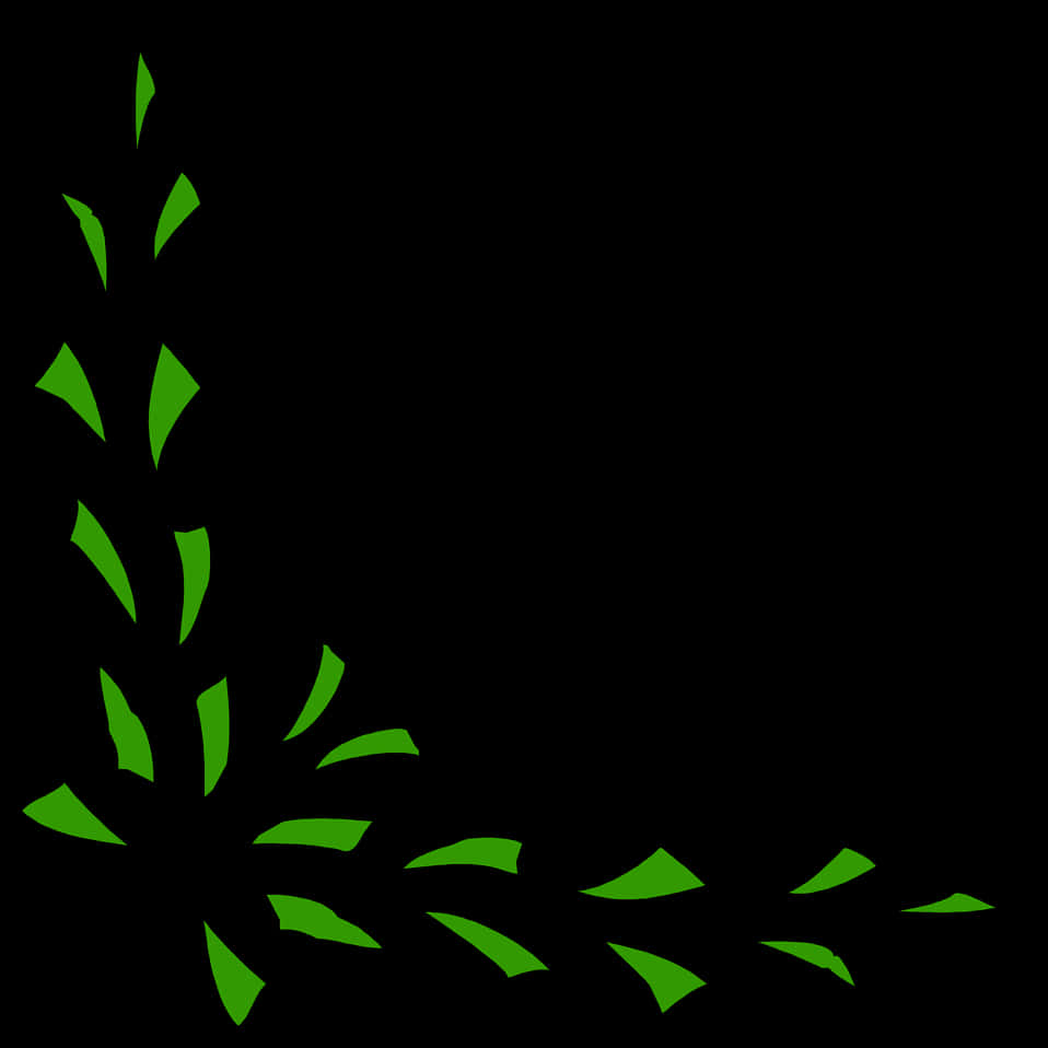 Green Leaf Corner Border Design PNG Image