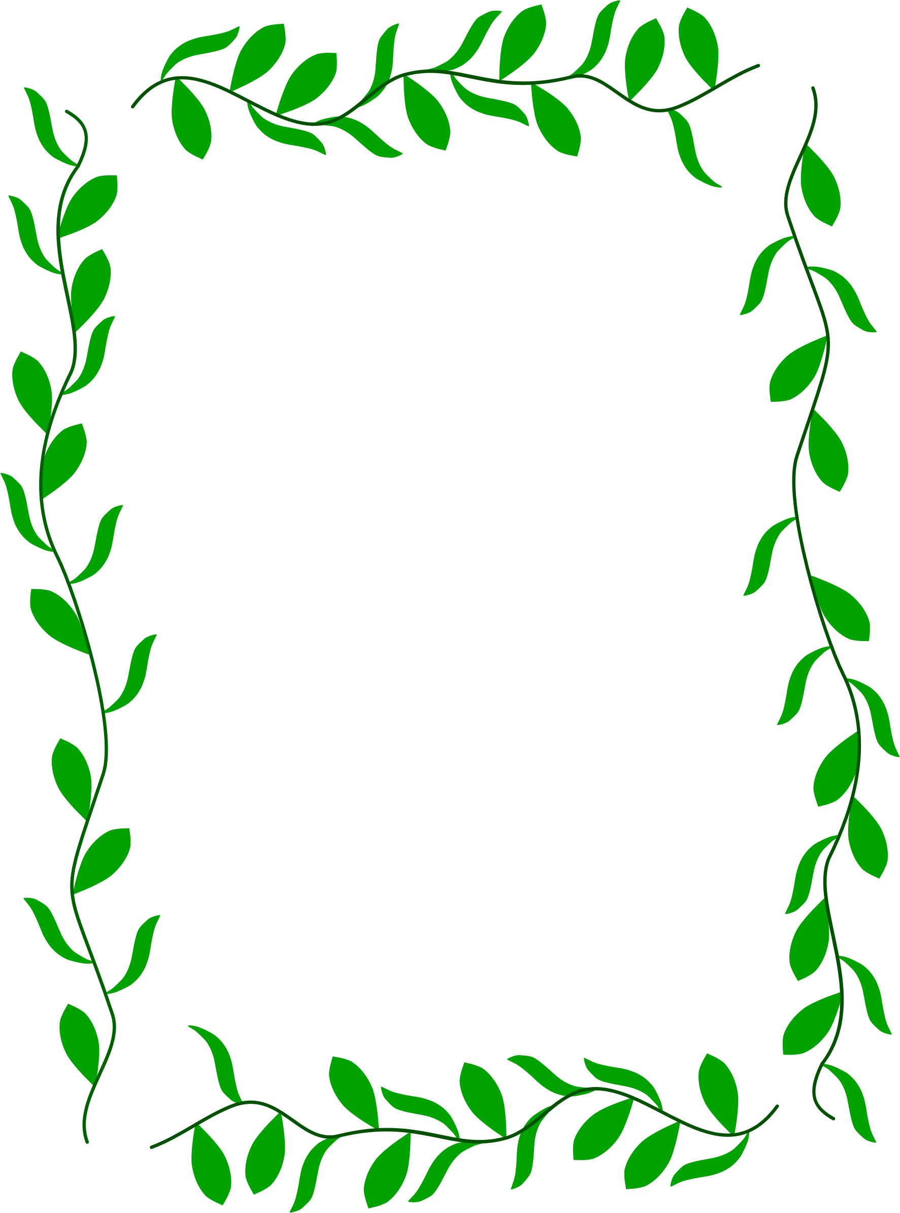 Green Leaf Frame Design PNG Image