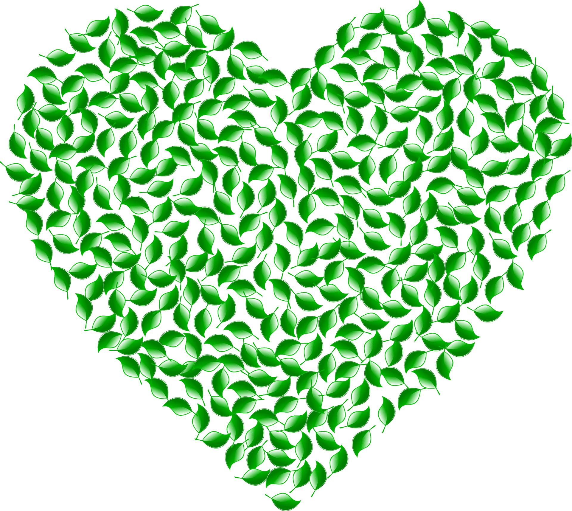 Green Leaf Heart Vector PNG Image