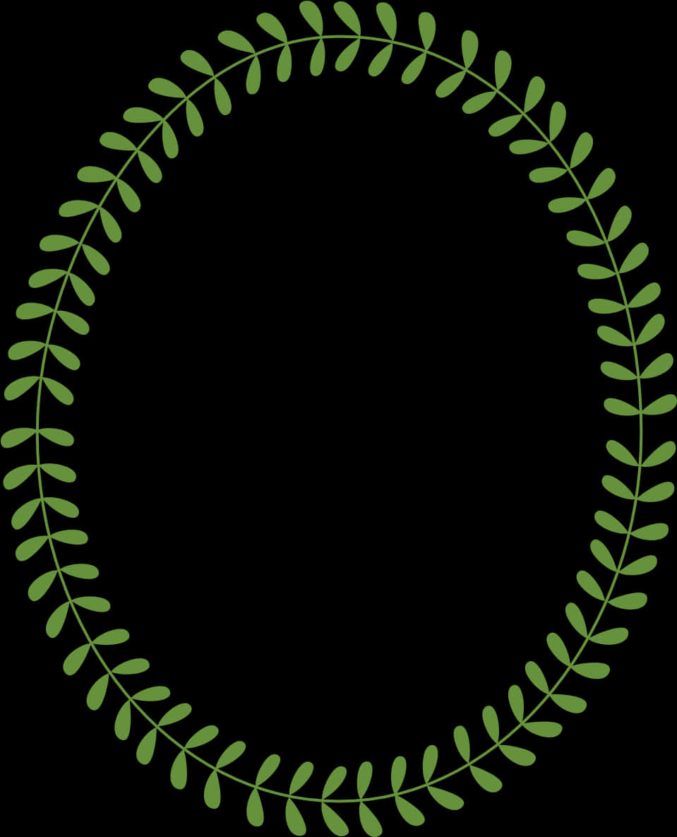 Green Leaf Oval Frame PNG Image