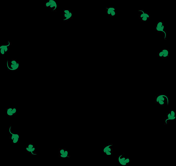 Green Leaf Patternon Black Background PNG Image