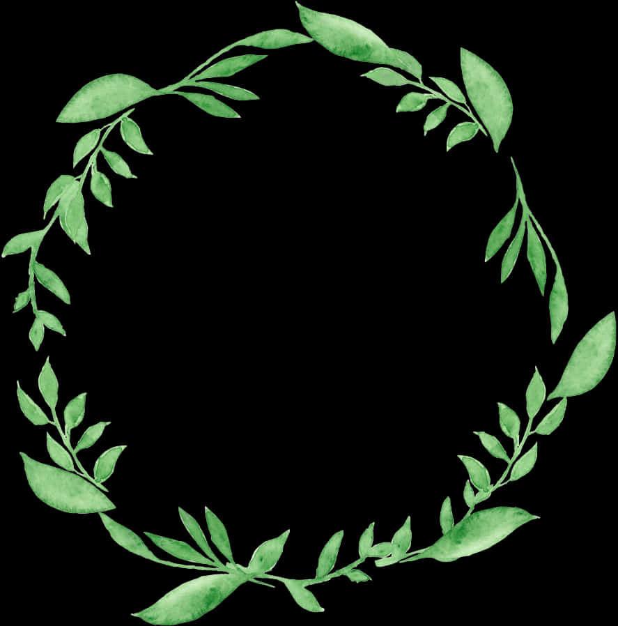 Green Leaf Watercolor Wreath PNG Image