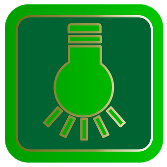 Green Lightbulb Icon PNG Image