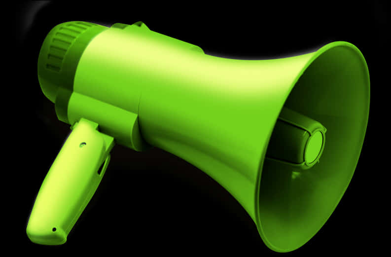 Green Megaphone Black Background PNG Image