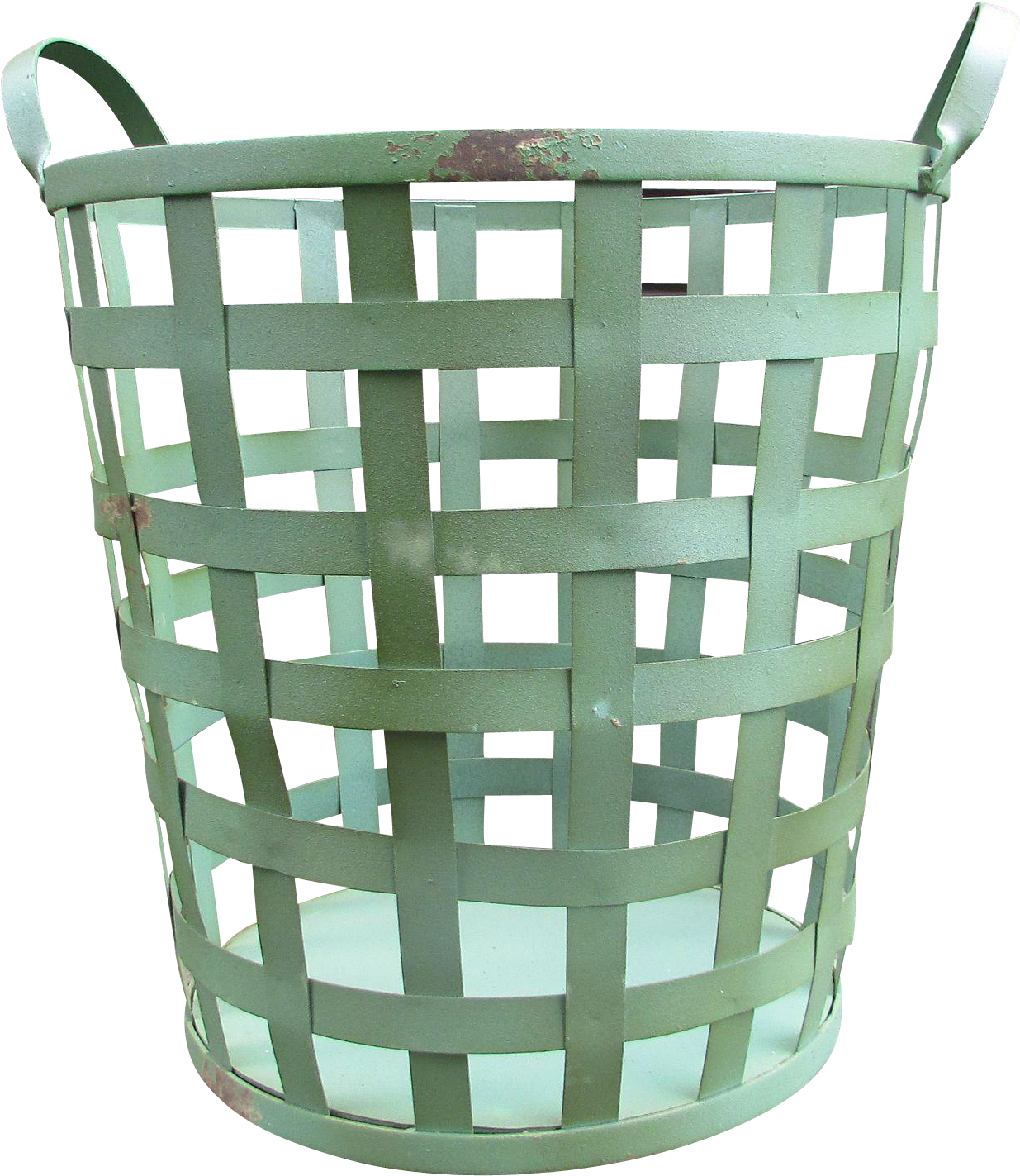 Green Metal Basket Isolated.png PNG Image