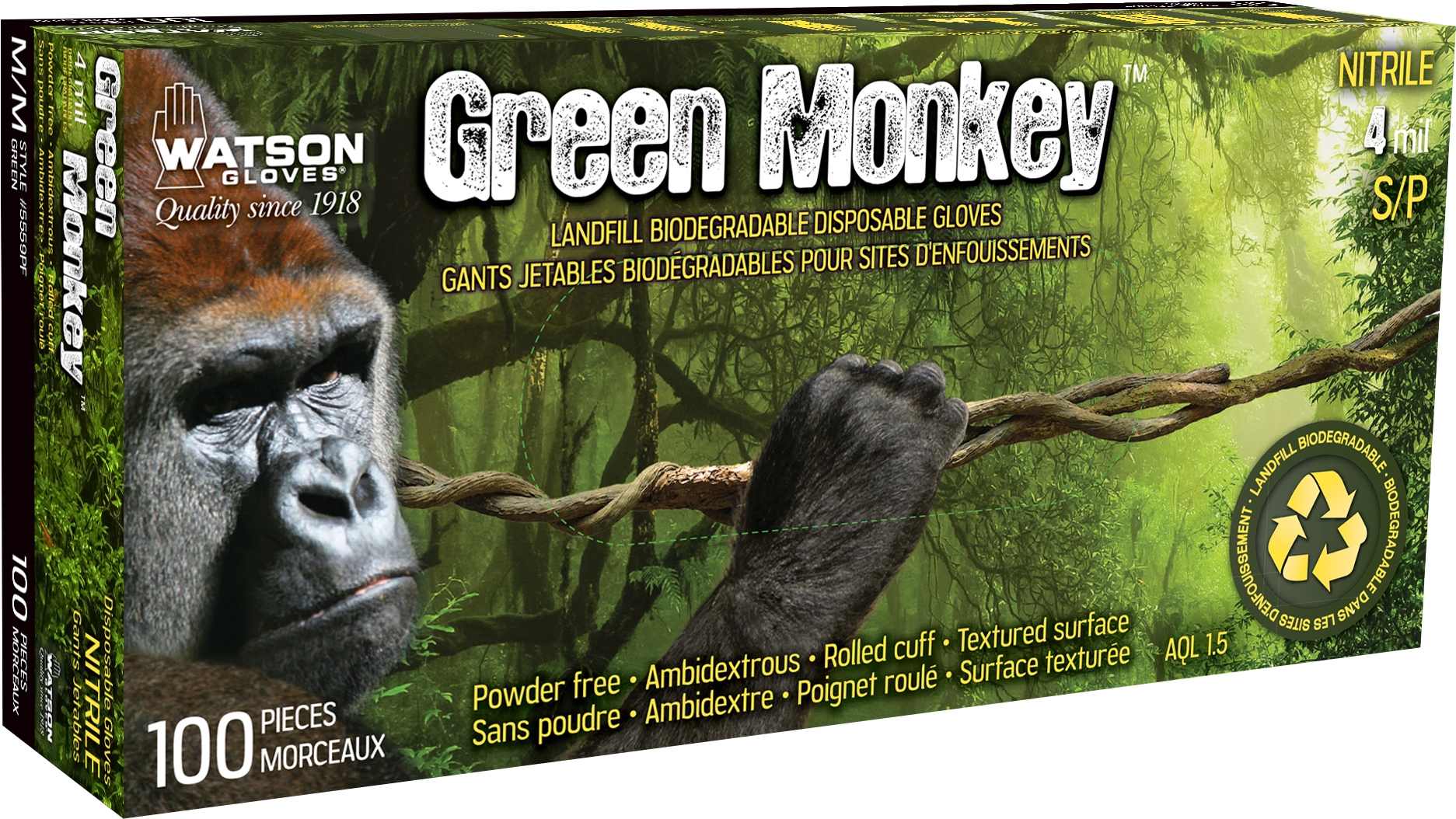 Green Monkey Biodegradable Gloves Packaging PNG Image