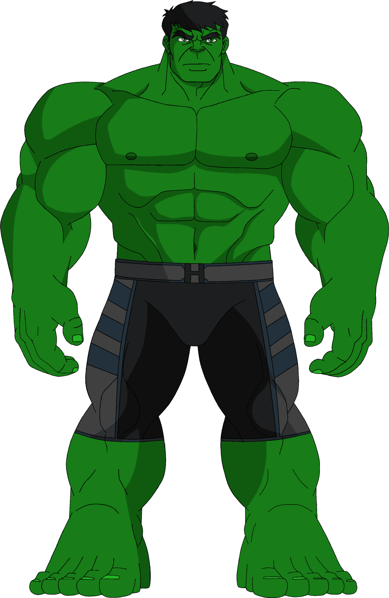 Green Muscular Comic Character Illustration PNG Image