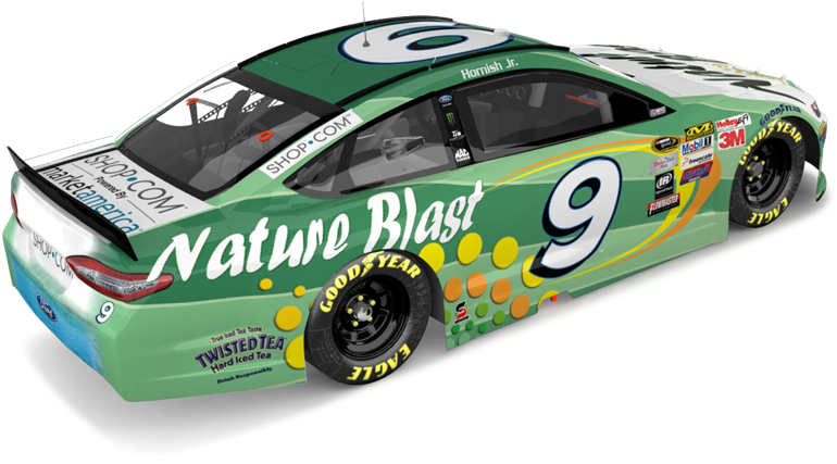 Green Nature Blast Race Car Number9 PNG Image