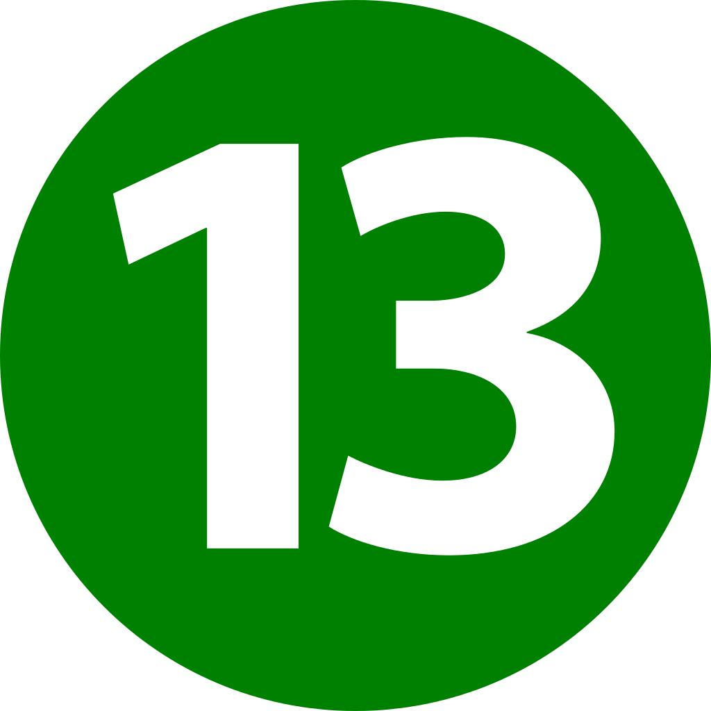 Green Number13 Symbol PNG Image