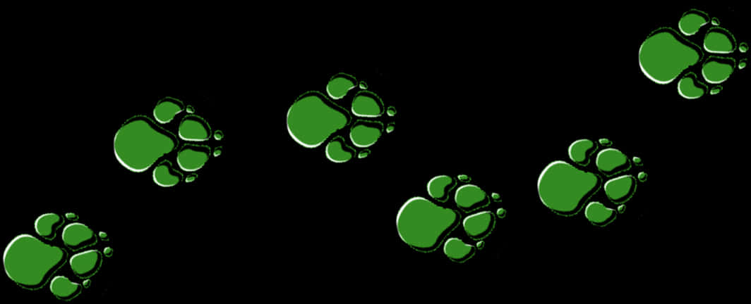 Green Paw Printson Black Background PNG Image