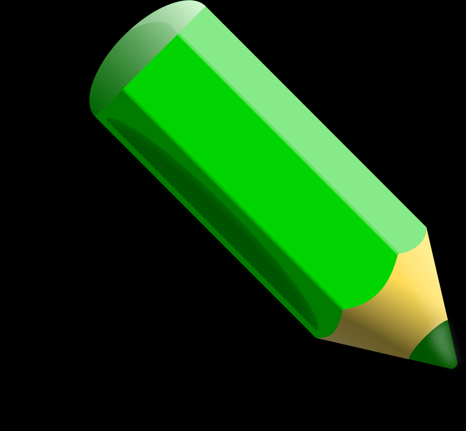 Green Pencil Graphicon Black Background PNG Image