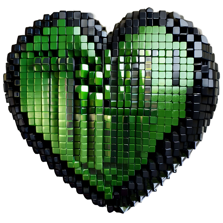 Green Pixel Heart Png Fpb70 PNG Image