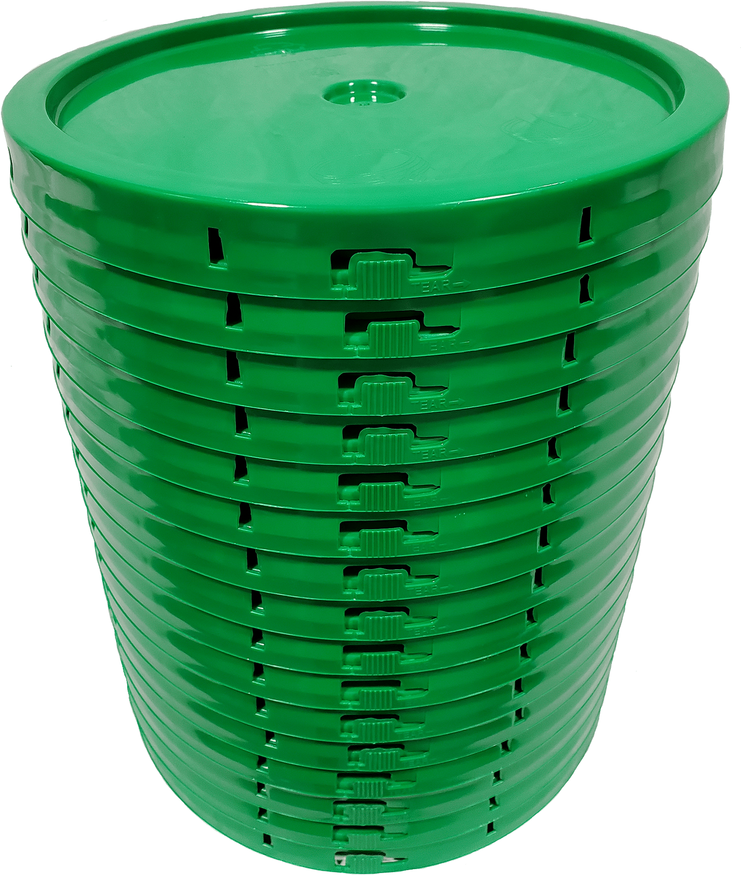 Green Plastic Bucket Lids Stacked PNG Image