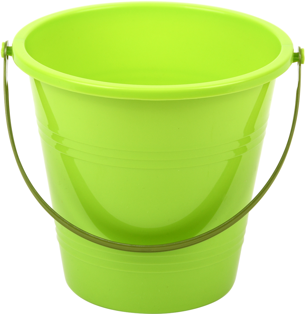 Green Plastic Bucketwith Handle PNG Image