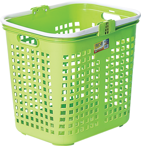 Green Plastic Laundry Basket PNG Image