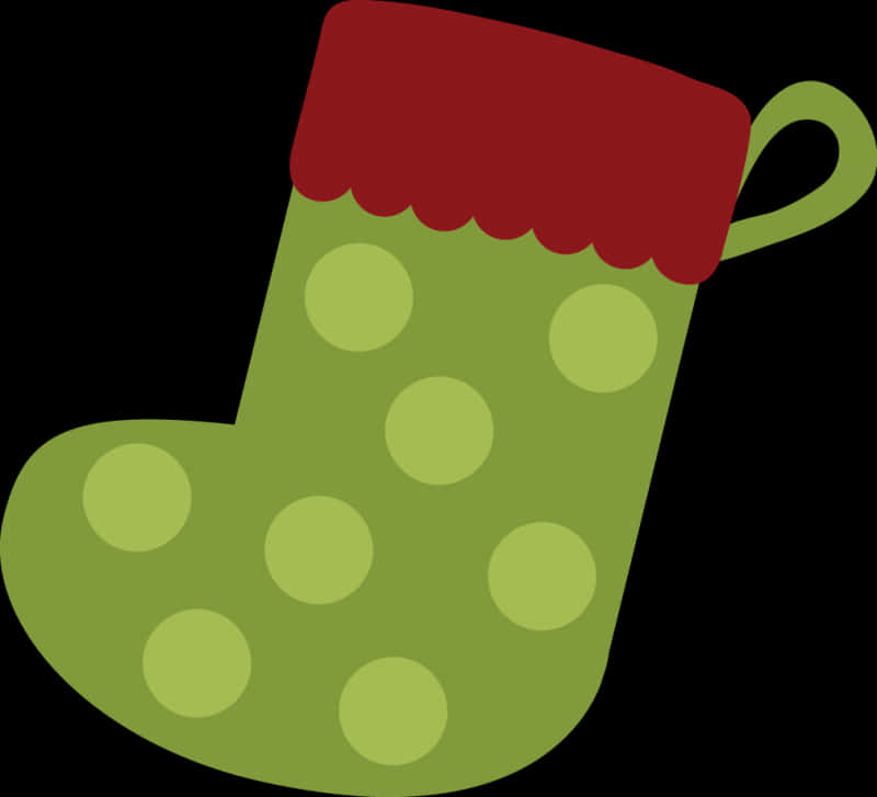 Green Polka Dot Christmas Stocking PNG Image