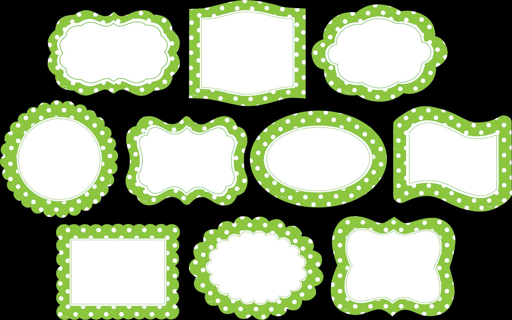 Green Polka Dot Frames Collection PNG Image