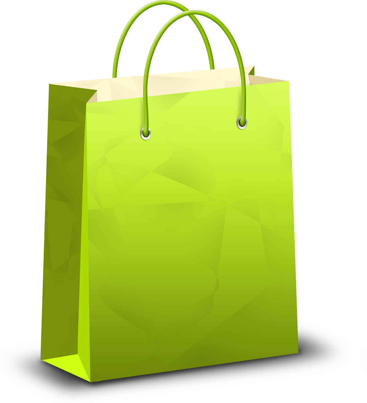 Green Poly Shopping Bag3 D PNG Image