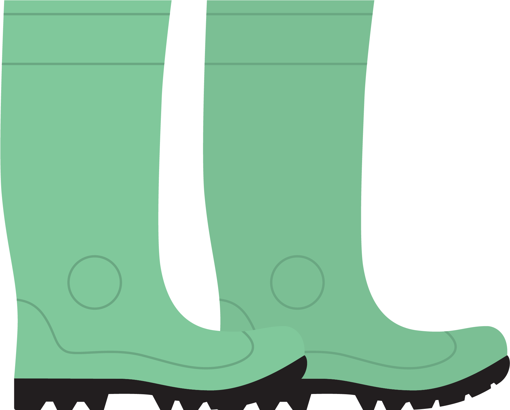 Green Rubber Boots Vector PNG Image