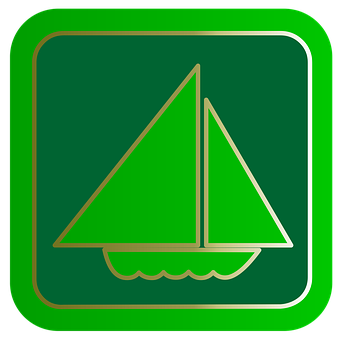 Green Sailboat Icon PNG Image