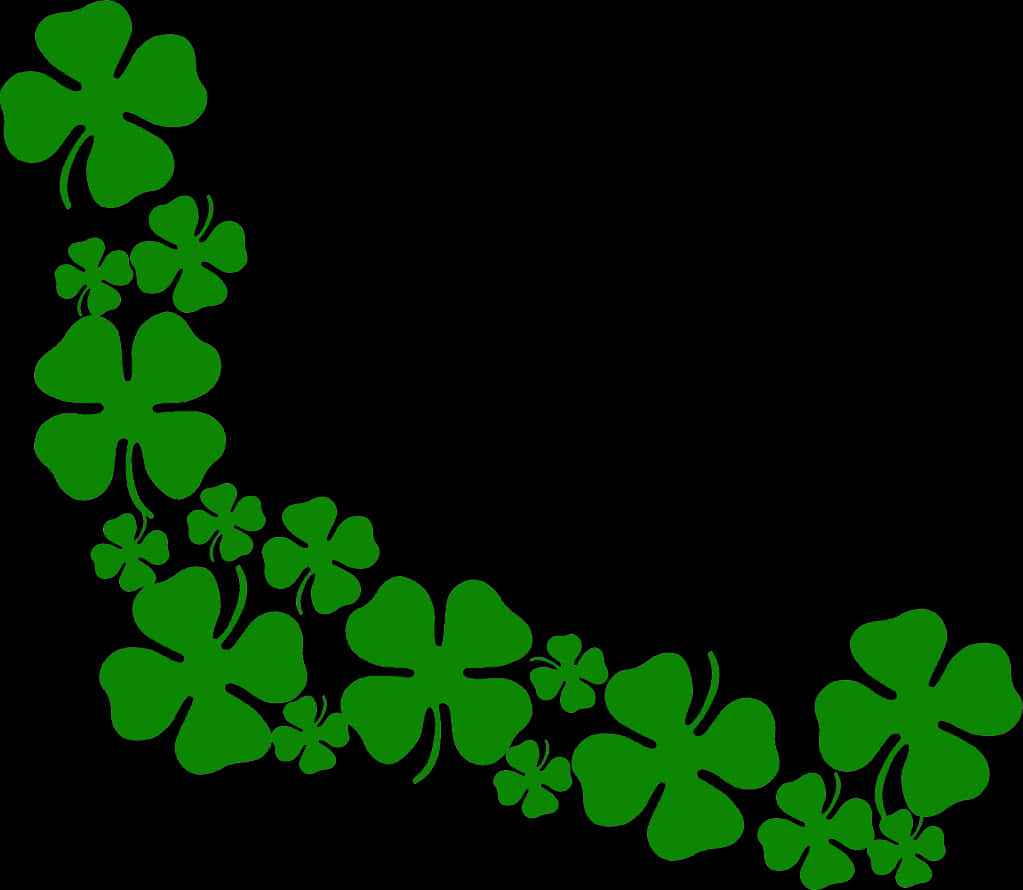 Green Shamrock Corner Design PNG Image