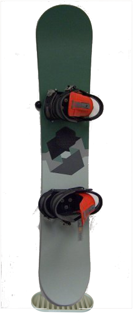 Green Snowboardwith Bindings Standing PNG Image