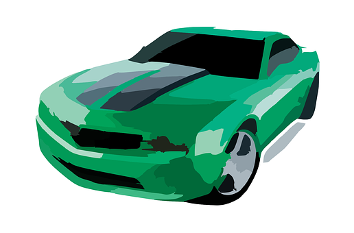 Green Sports Car Illustration PNG Image