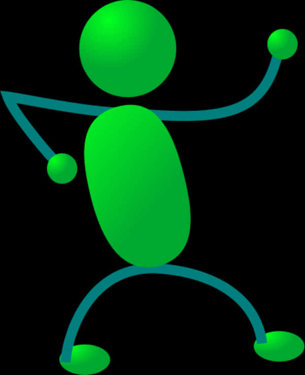 Green Stickman Pose PNG Image