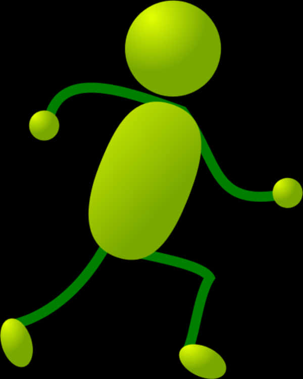 Green Stickman Runningon Black Background PNG Image