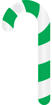 Green Striped Candy Cane PNG Image