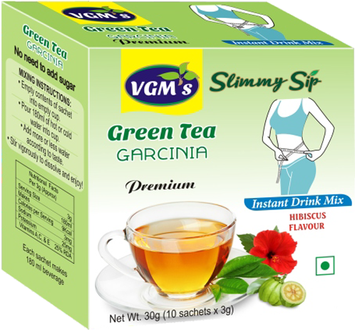 Green Tea Garcinia Hibiscus Flavor Product Packaging PNG Image