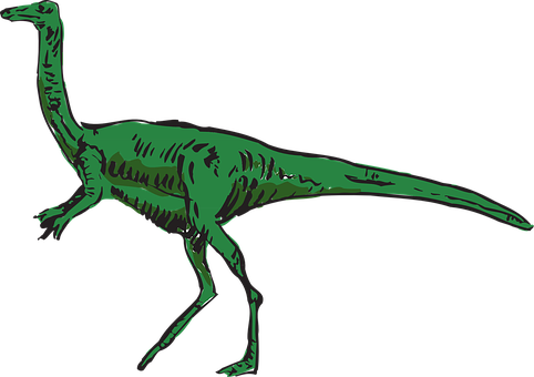 Green Theropod Dinosaur Illustration PNG Image