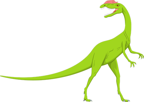 Green Theropod Dinosaur Illustration PNG Image