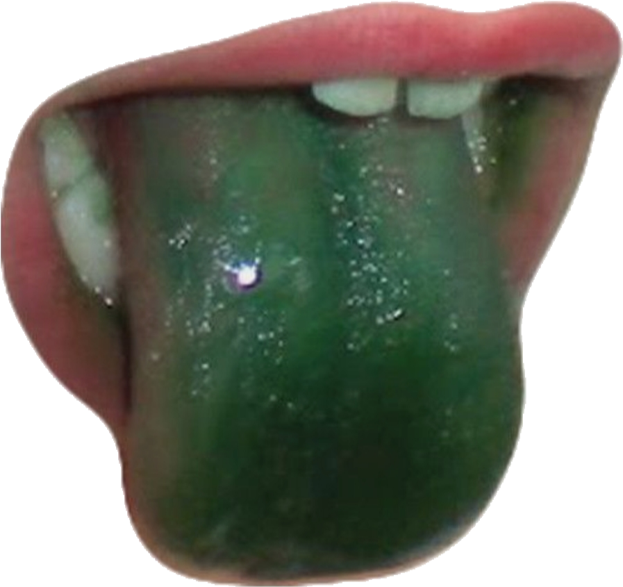 Green Tongue Close Up PNG Image