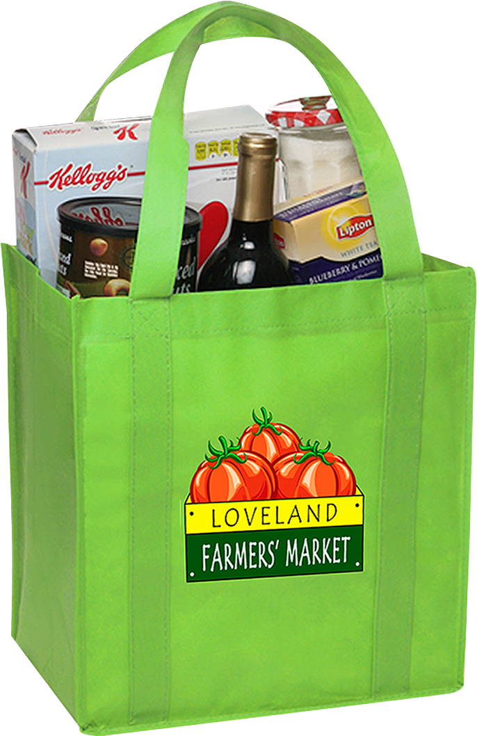 Green Tote Bag Filled With Groceries PNG Image