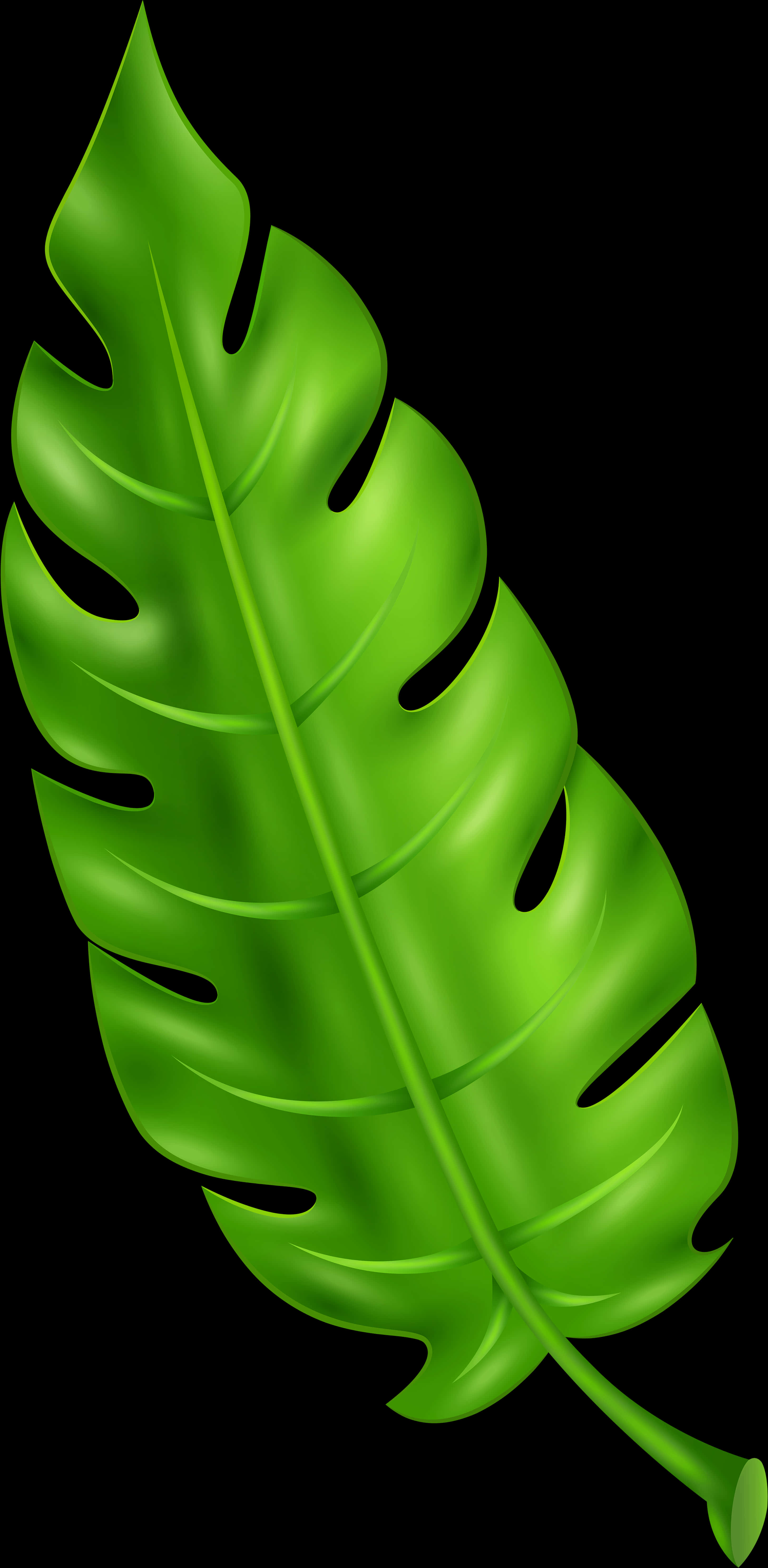 Green Tropical Leaf Clipart PNG Image